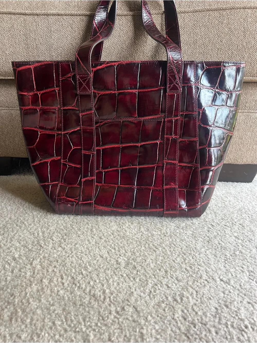 Dooney & Bourke Patent Croc-Embossed Burgundy Tote
